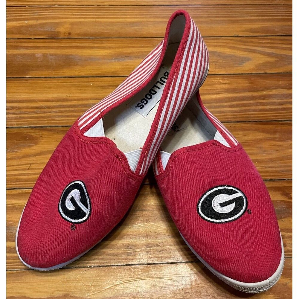 Georgia Bulldogs Red & White‎ Canvas Slipon Shoes Size 8